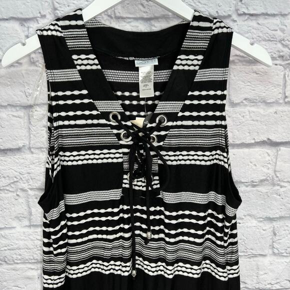 Dotti Womens Ibiza Striped Tunic Swim Cover Up Dress Size M Black White New - Picture 3 of 4